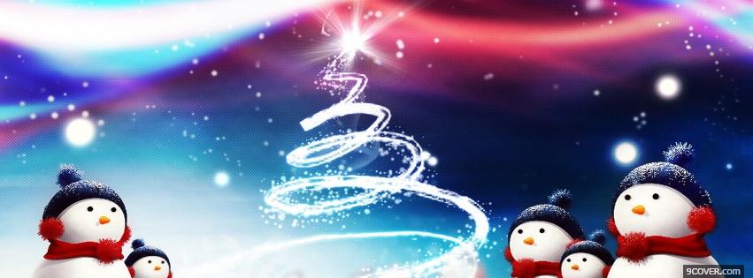 Photo snowmans and christmas tree Facebook Cover for Free