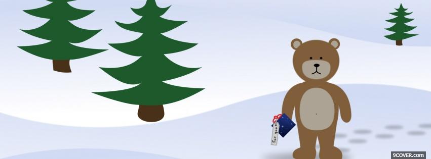 Photo bear and christmas Facebook Cover for Free