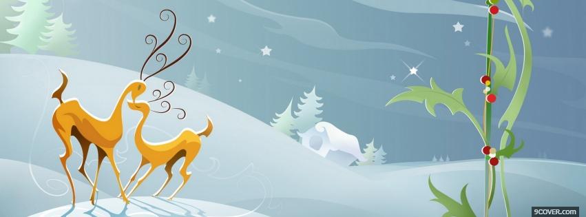 Photo reindeers in love Facebook Cover for Free