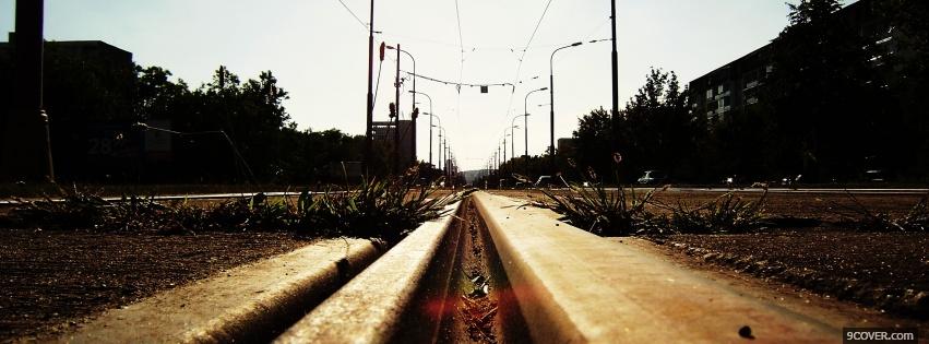 Photo city train tracks nature Facebook Cover for Free