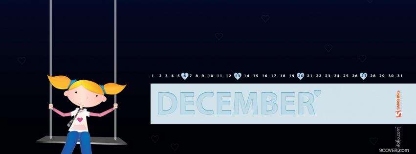 Photo girl and december calendar Facebook Cover for Free