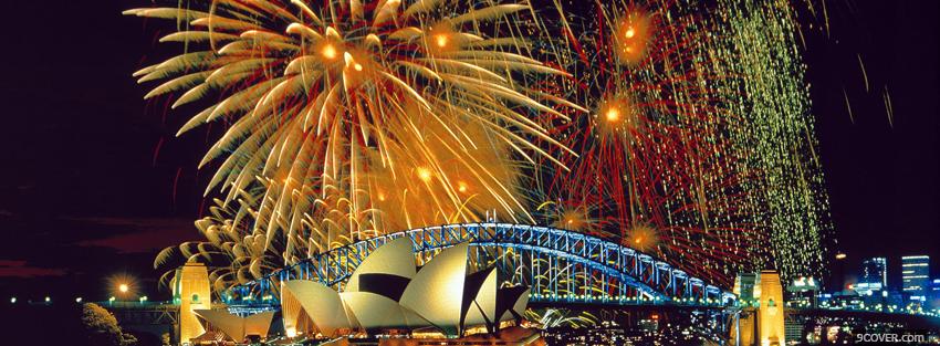 Photo fireworks sydney city Facebook Cover for Free