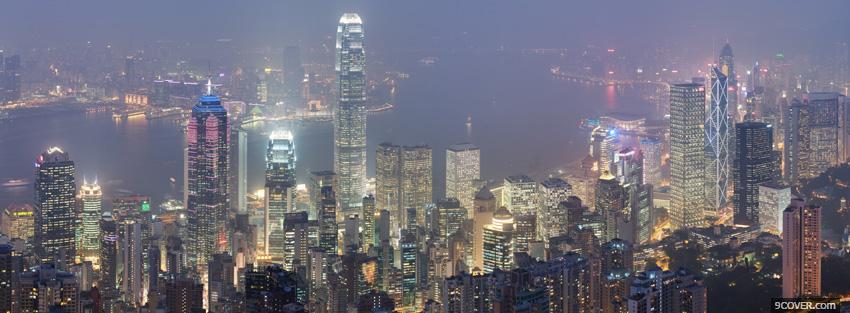 Photo city hong kong skyline Facebook Cover for Free