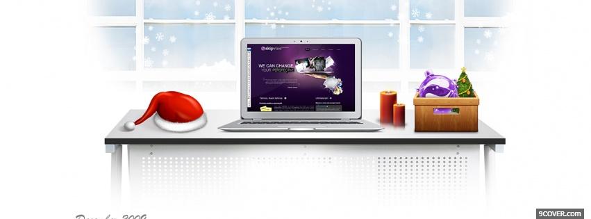 Photo modern santa claus technology Facebook Cover for Free