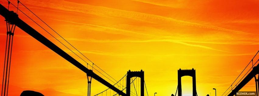 Photo bridge and sunset city Facebook Cover for Free