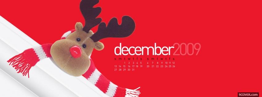 Photo reindeer and christmas calendar Facebook Cover for Free