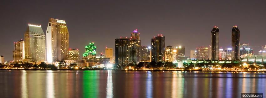 Photo san diego city night Facebook Cover for Free