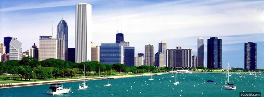 Photo lake michigan chicago city Facebook Cover for Free