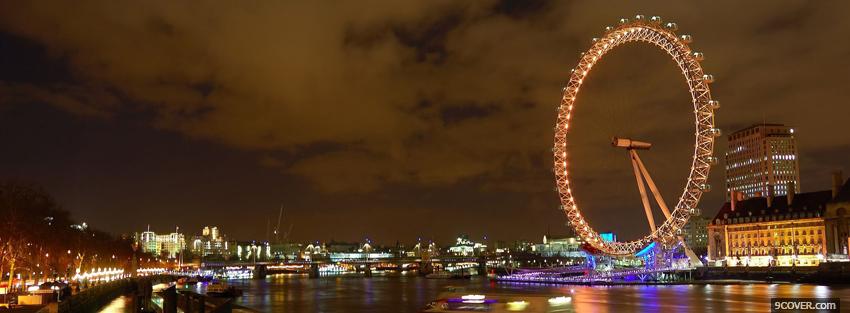 Photo london eye night city Facebook Cover for Free