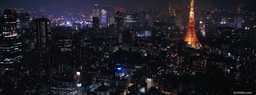 Photo night in tokyo city Facebook Cover for Free