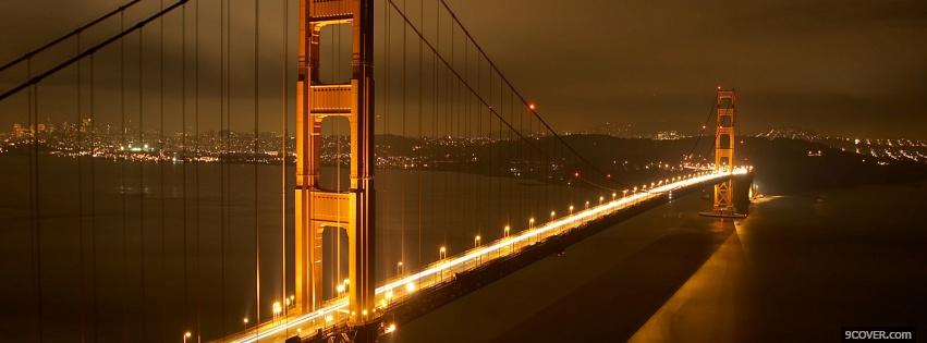 Photo golden gate bridge night Facebook Cover for Free