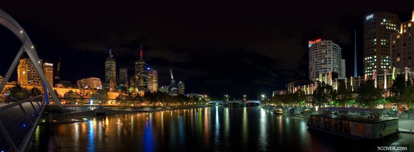 Photo melbourne night city Facebook Cover for Free