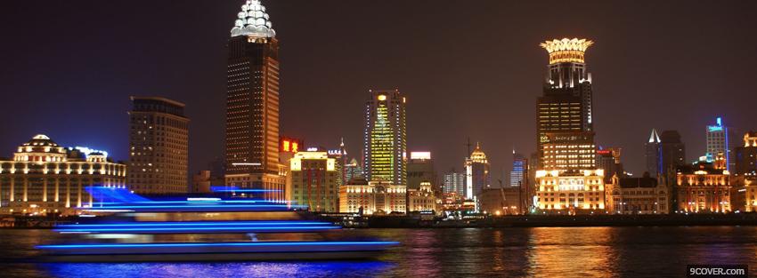 Photo night in shangai city Facebook Cover for Free