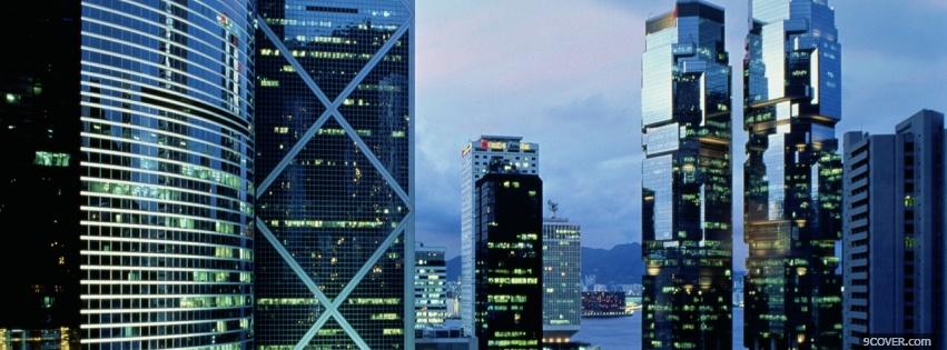 Photo hong kong city buildings Facebook Cover for Free