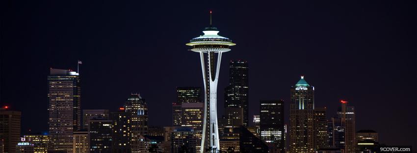 Photo seattle city at night Facebook Cover for Free