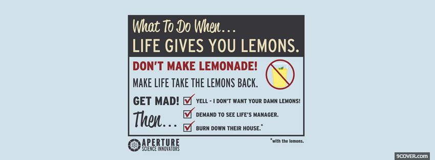 Photo life gives lemons quotes Facebook Cover for Free
