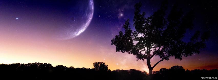 Photo Space Scene Two Moons Facebook Cover for Free