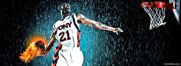 Photo Basketball Fire Facebook Cover for Free