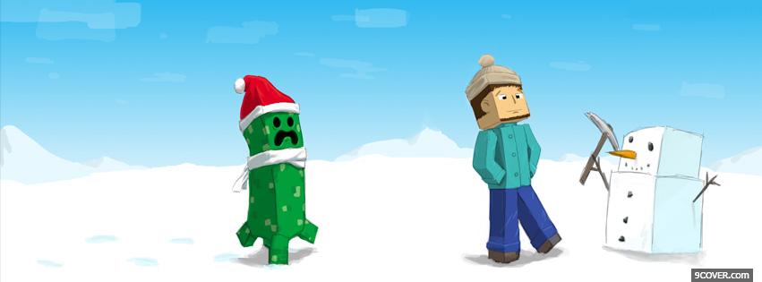 Photo Minecraft Christmas Facebook Cover for Free