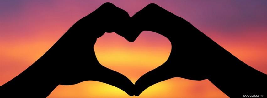 Photo Sunset Hands Hearts Valentine  Facebook Cover for Free